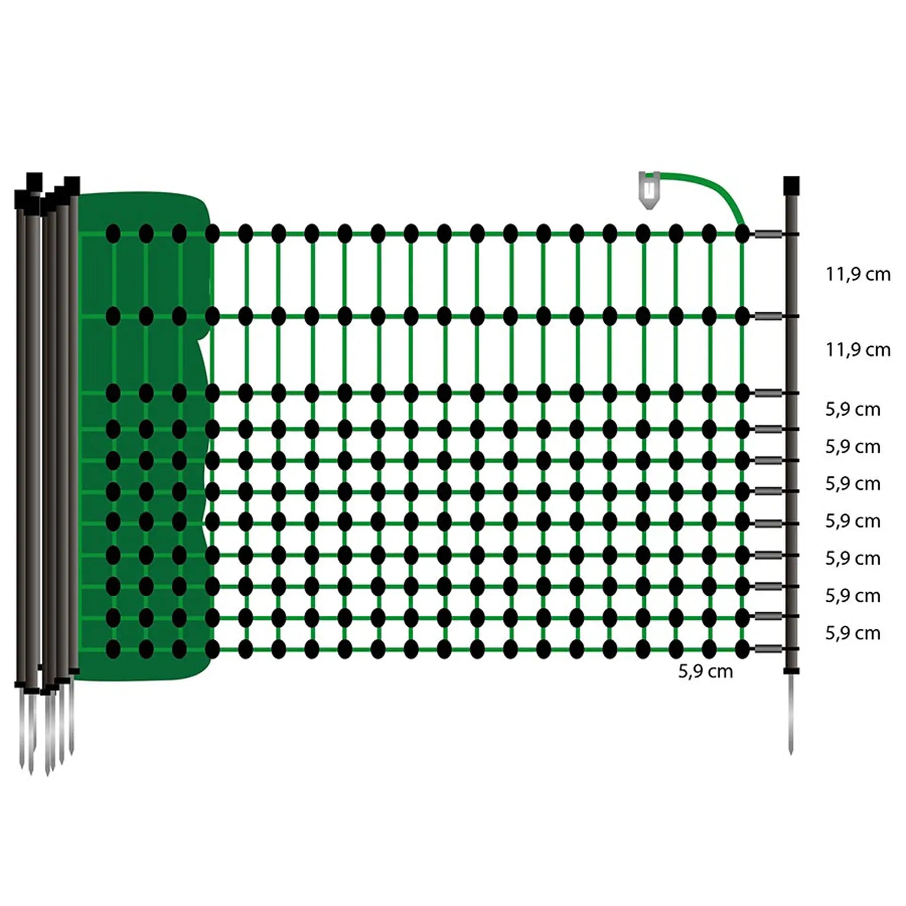 Gallagher Rabbit-/hobby net, green, single pin, 65cm, 50m