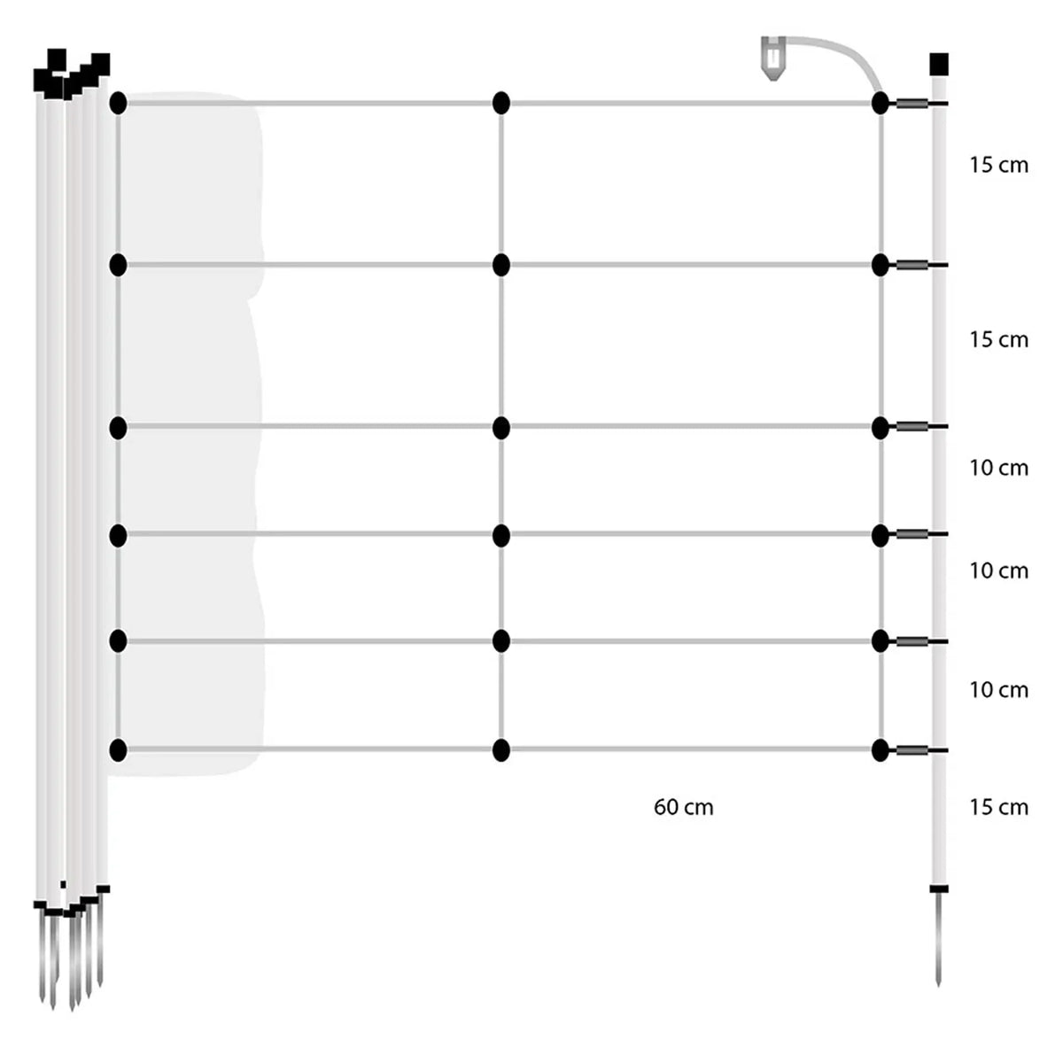 Gallagher Wild boar net, single spike, 75cm, 50m