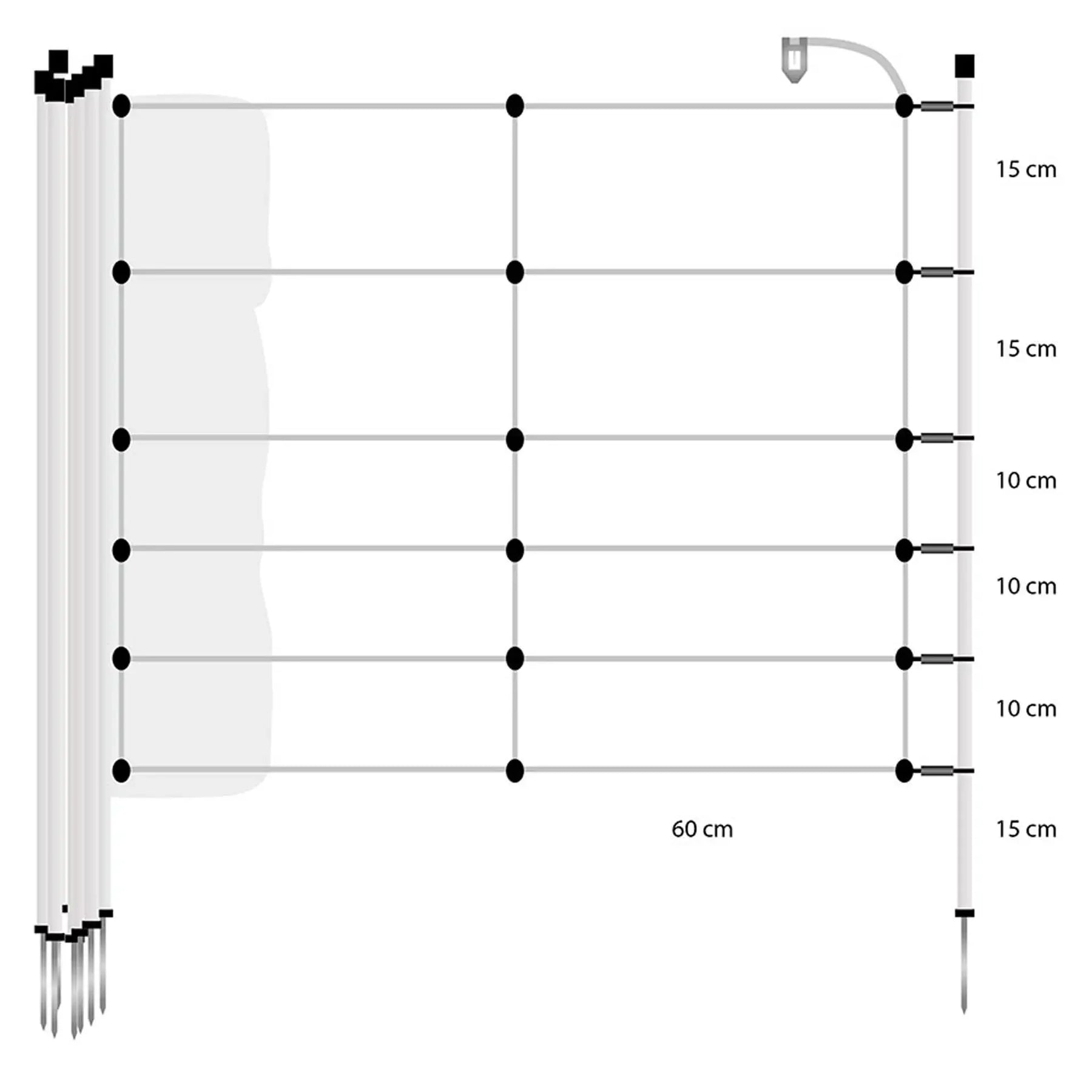 Gallagher Wild boar net, single spike, 75cm, 50m