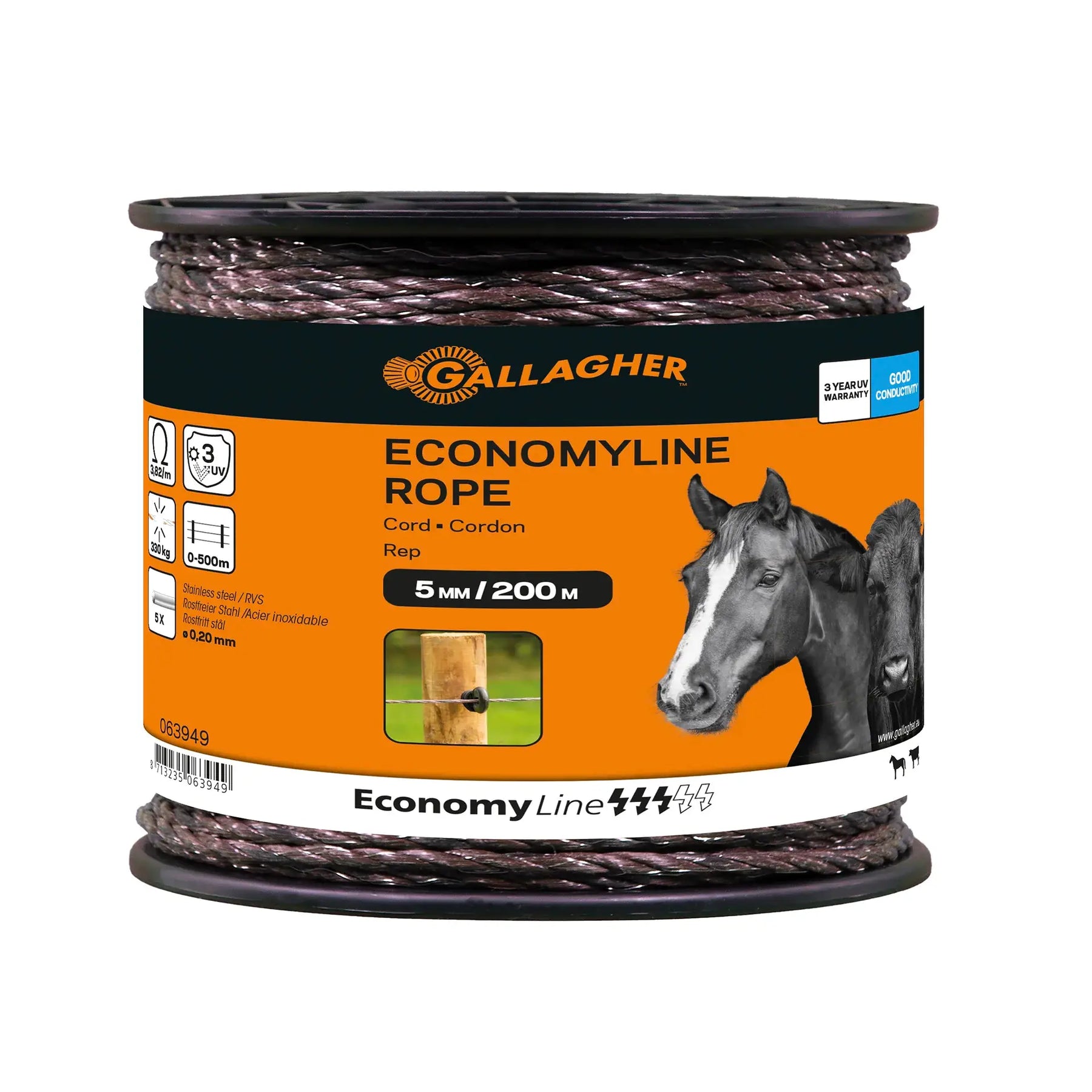 Gallagher EconomyLine Rope (terra, 200 meter)