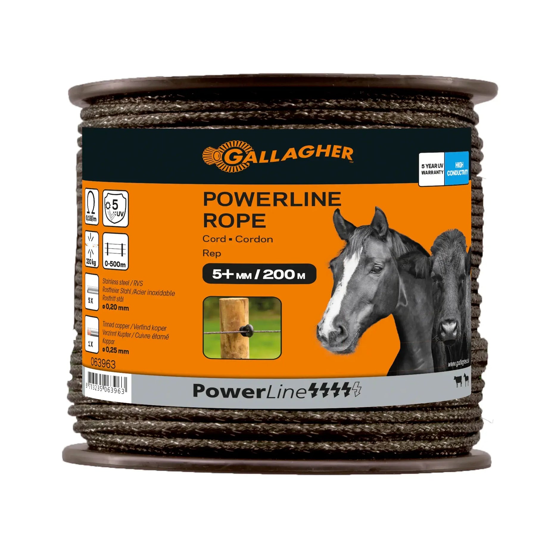 Gallagher PowerLine Rope (terra, 200 meter)