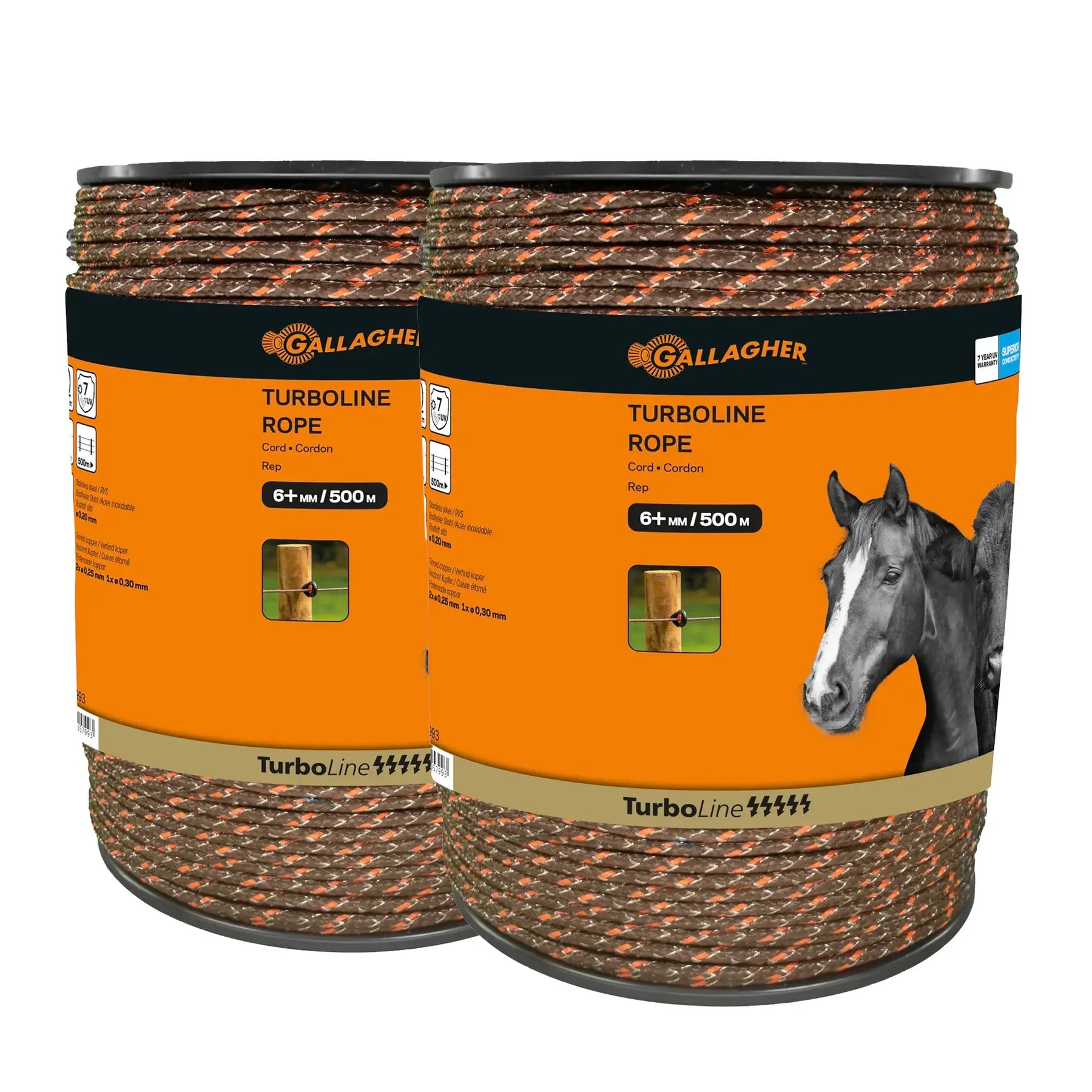 Gallagher Gallagher electric fence conducting wire Turboline Rope, duopack (2x500m) Terra
