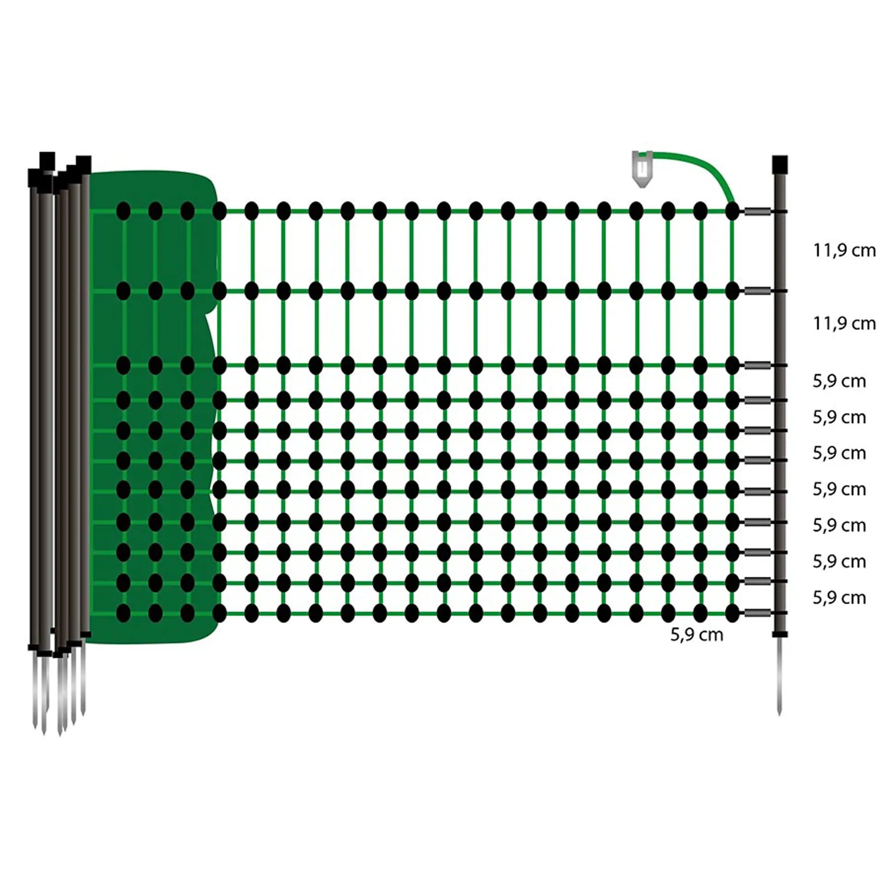 Gallagher Rabbit-/hobby net, green, single pin, 65cm, 25m