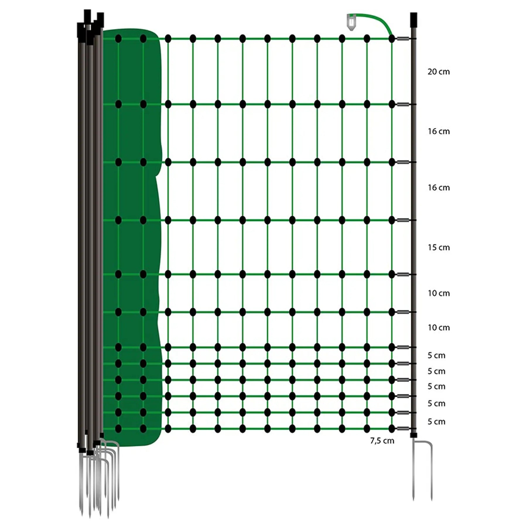 Gallagher Poultry netting, green, single pin, 112cm, 25m