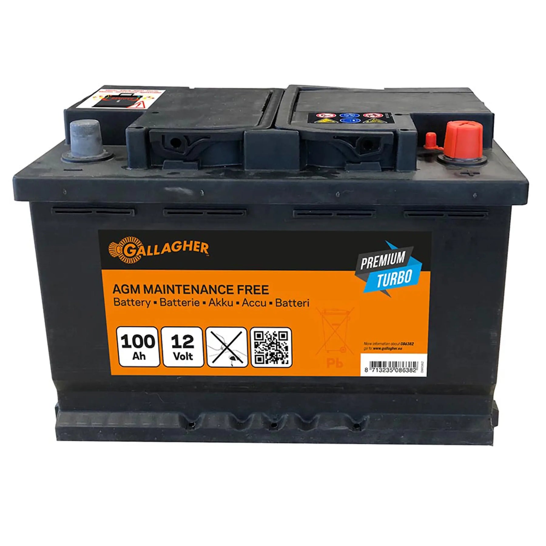 Gallagher Battery 12V/100Ah Premium Turbo AGM - 353x175x190