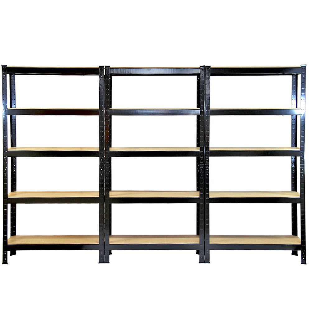 Monster Racking T-Rax Heavy-Duty Shelving Units – Black, 75 cm W x 30 cm D – Set of 6