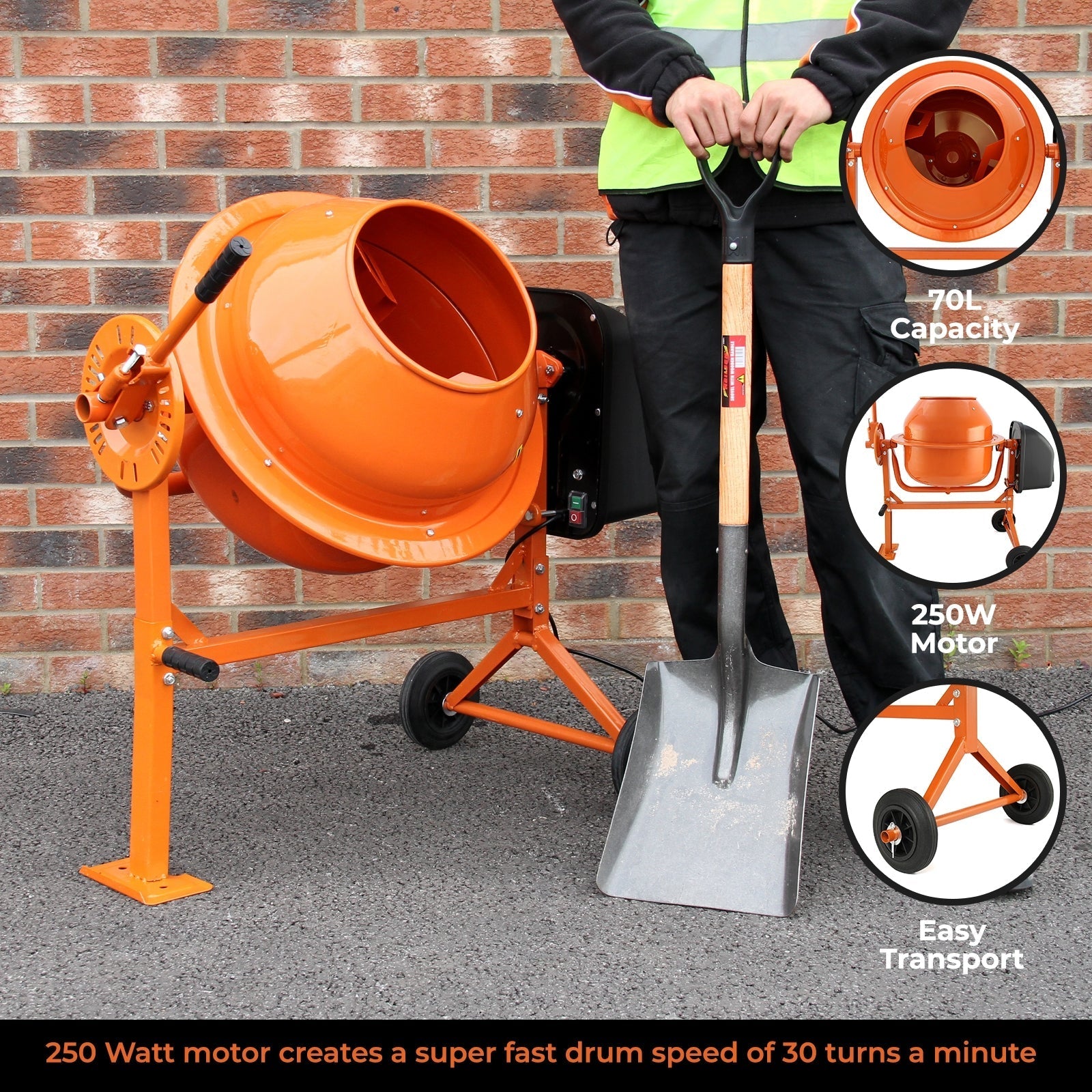 T-Mech 70-Litre Electric Cement Mixer
