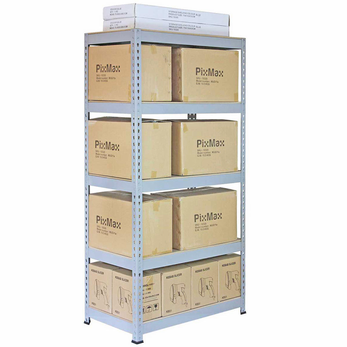 Pack of 10 Q-Rax Grey Metal Racking Units, 90 x 50 x 180 cm