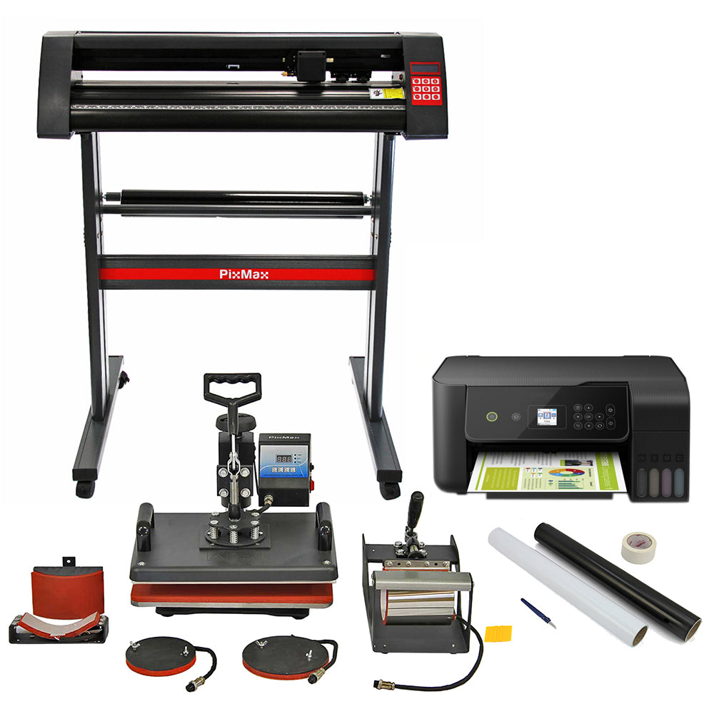 PixMax 5-in-1 Multifunction Heat Press, Vinyl Cutter, Printer, and Weeding Pack