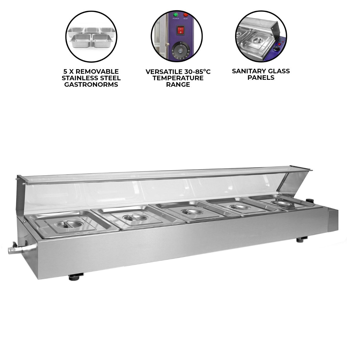 KuKoo 5-Pan Wet-Well Bain-Marie Chafing Dish
