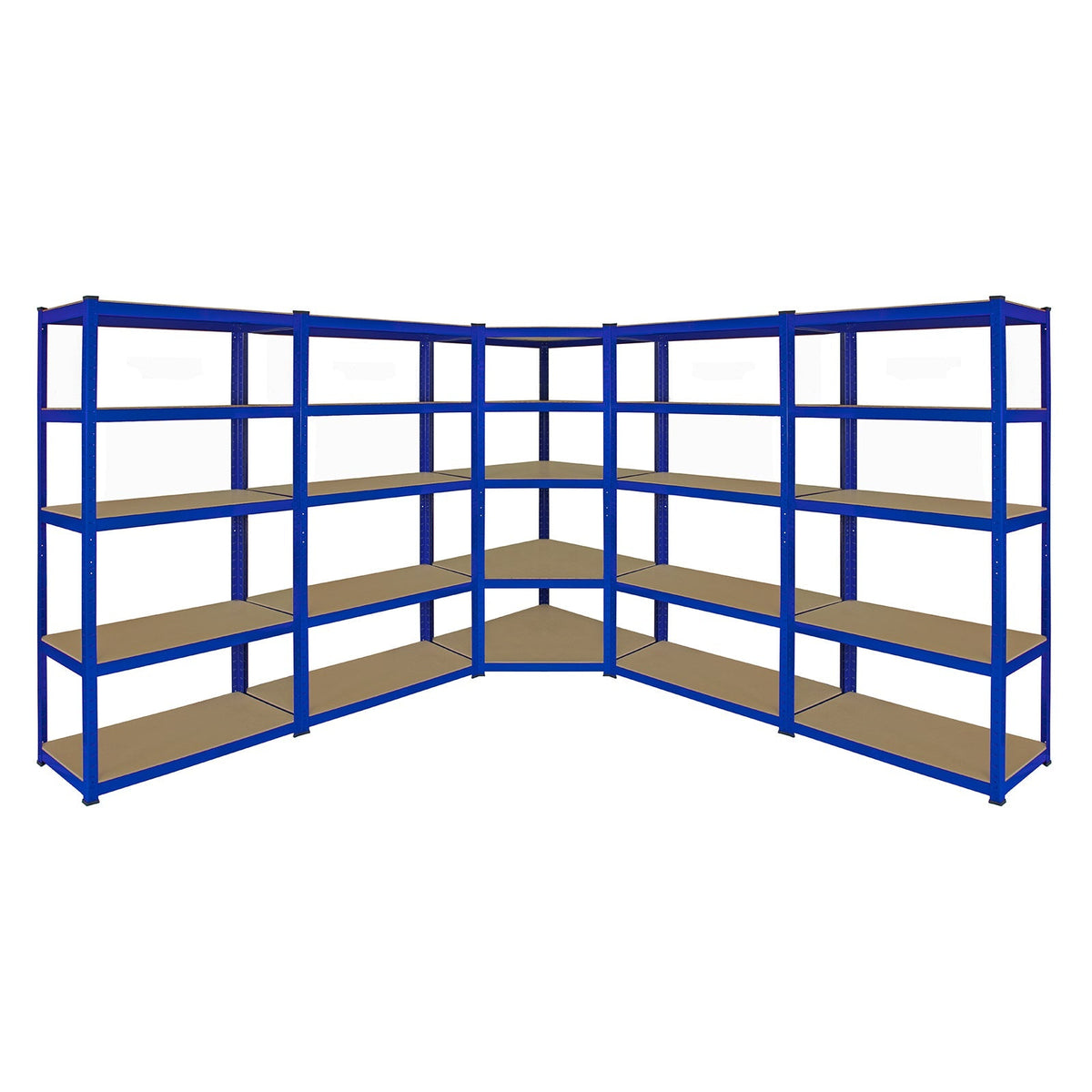 Monster Racking T-Rax Corner Shelving Unit with 4 × 90 cm Garage Storage Bays – Blue