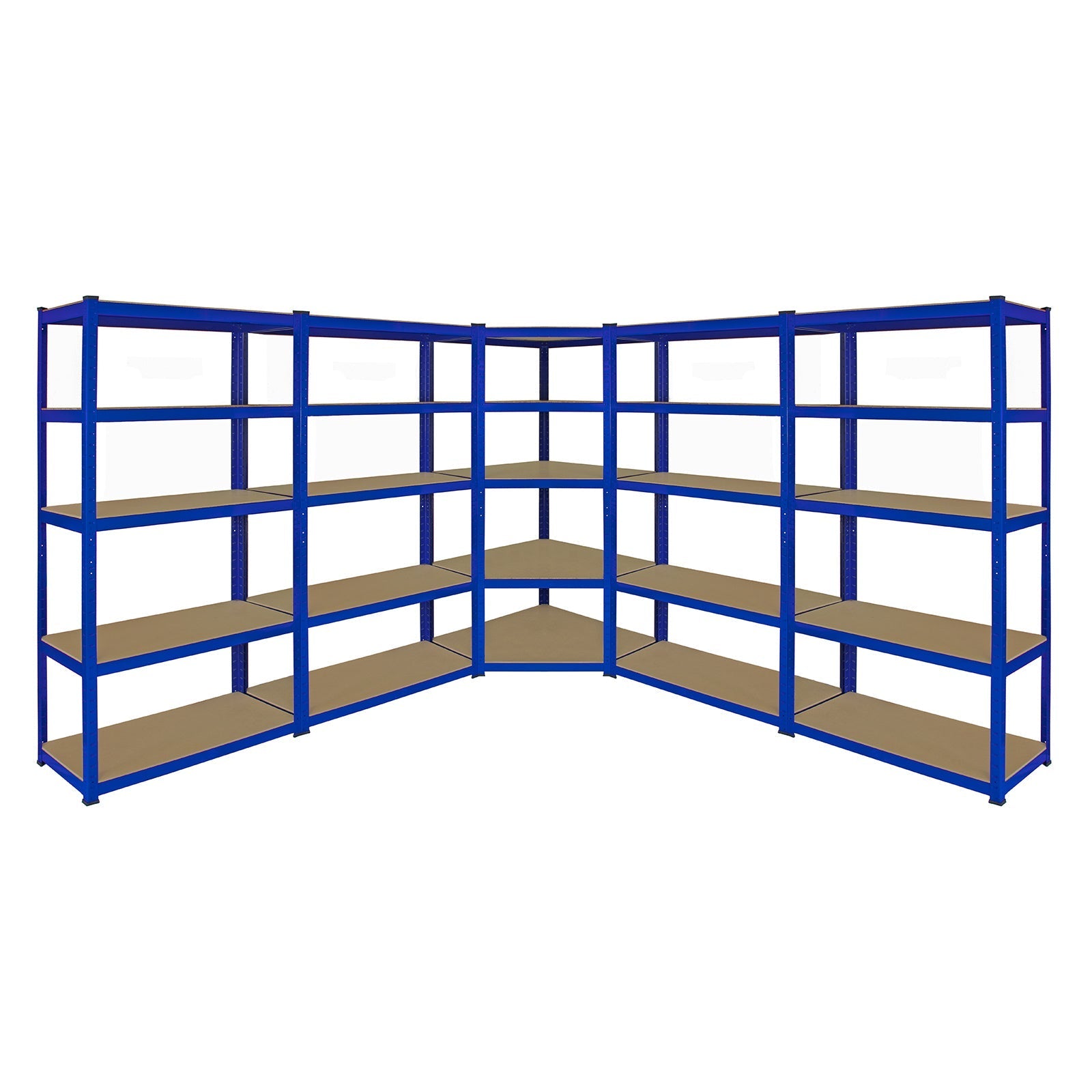Monster Racking T-Rax Corner Shelving Unit with 4 × 90 cm Garage Storage Bays – Blue
