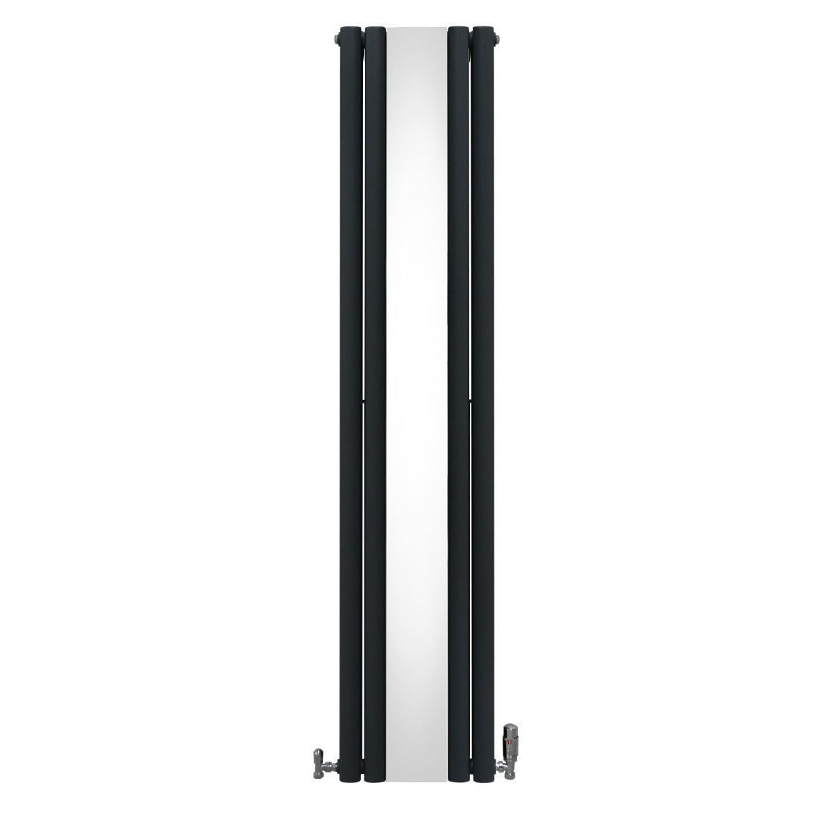 Oval Mirror Radiator with Valves – 1800mm x 380mm – Anthracite Grey