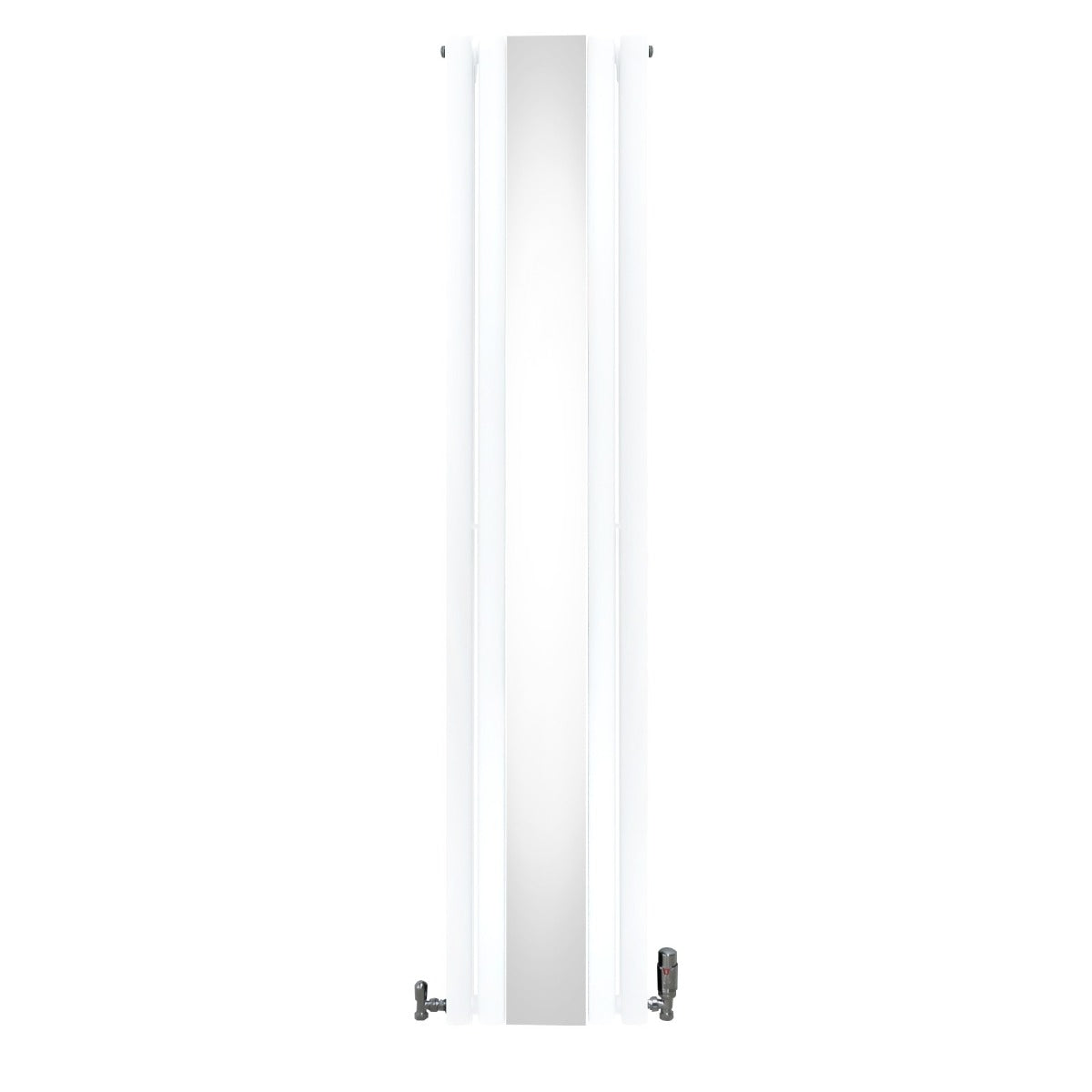 Oval Mirror Radiator with Valves - 1800 x 380 mm - White