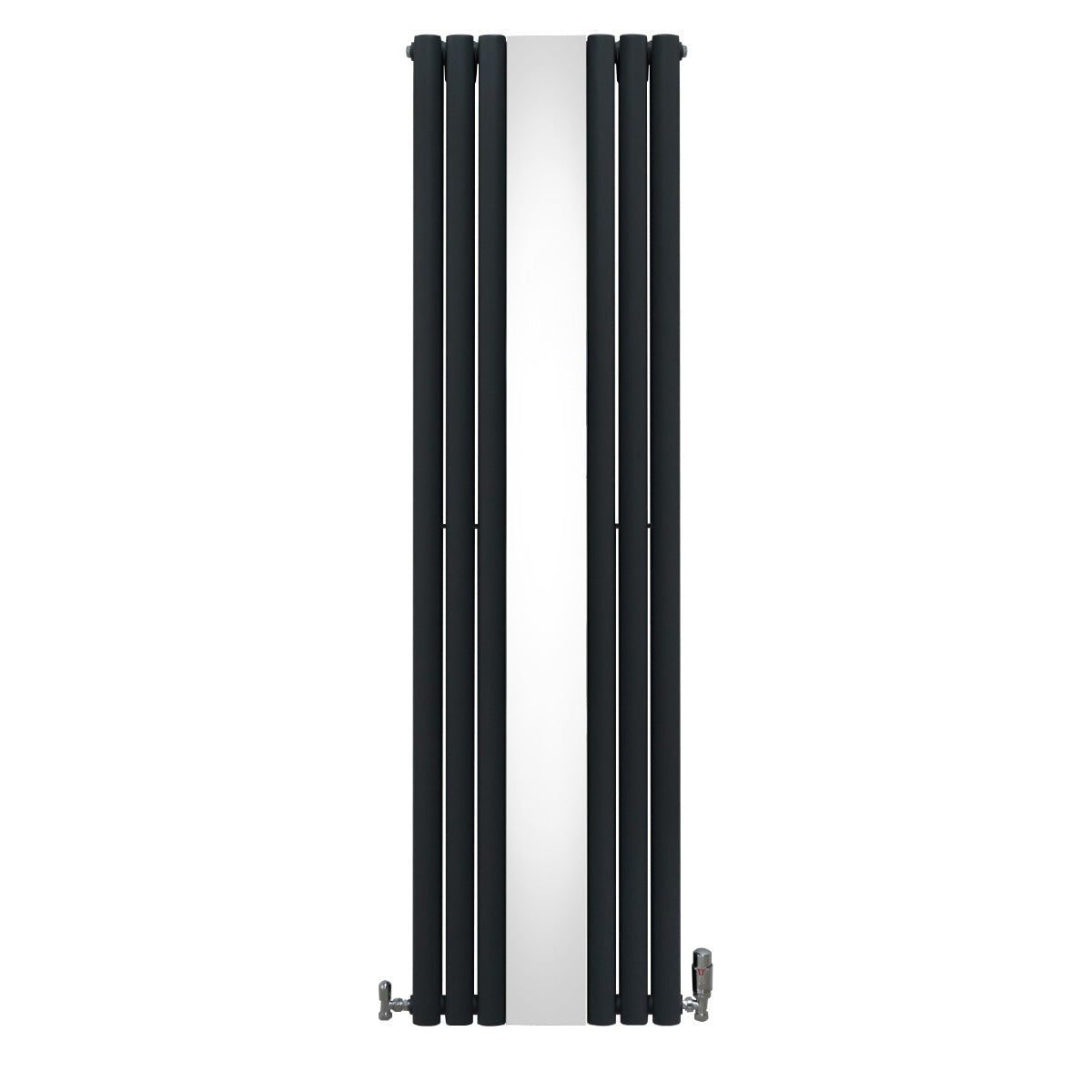 Oval Mirror Radiator with Valves - 1800 x 500 mm - Anthracite Grey