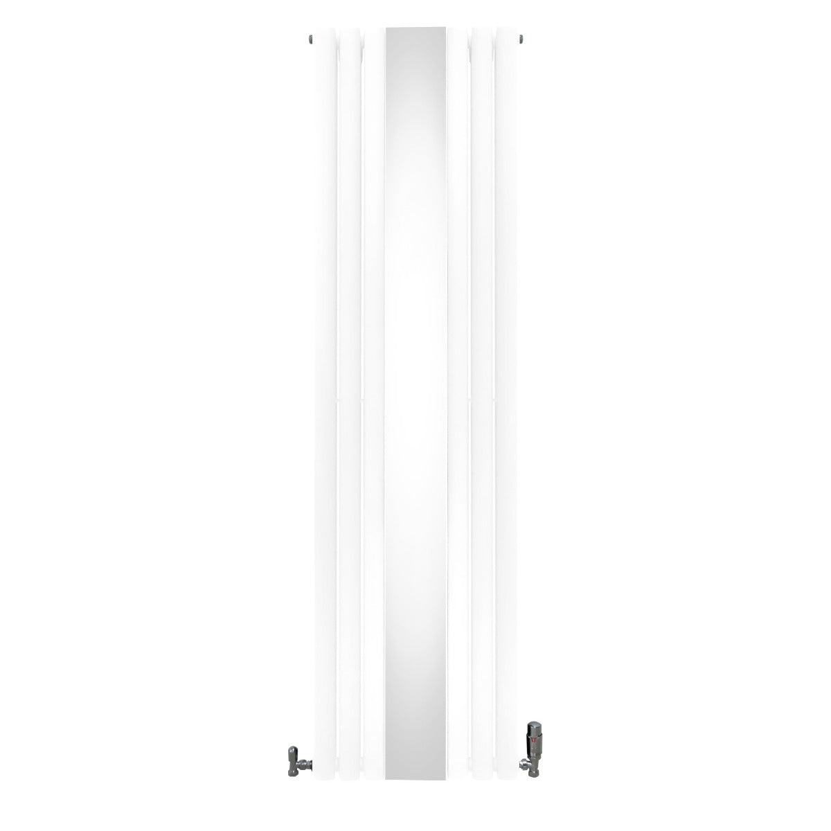 Oval Mirror Radiator with Valves - 1800 x 500 mm - White