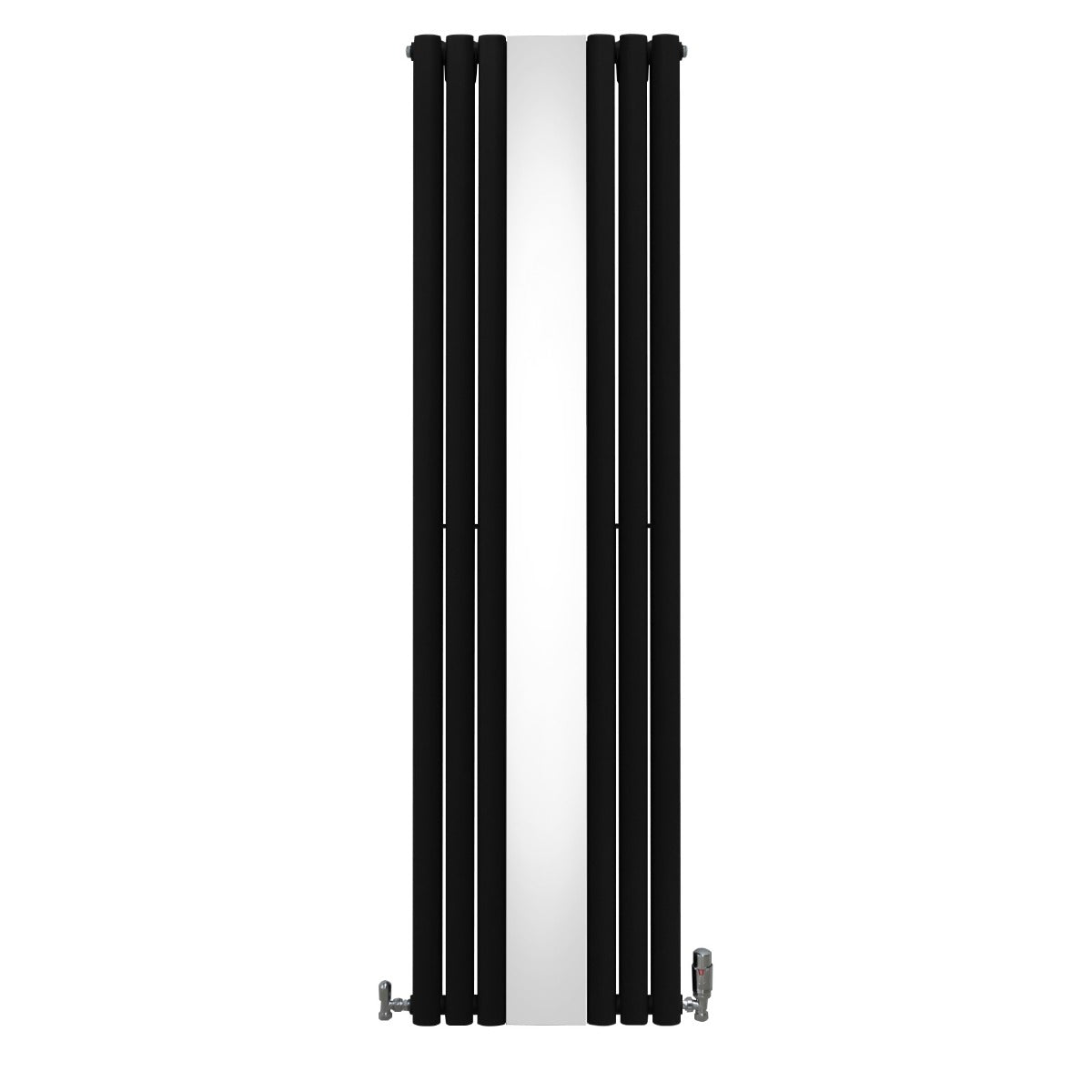Oval Mirror Radiator with Valves – 1800 x 500 mm – Black