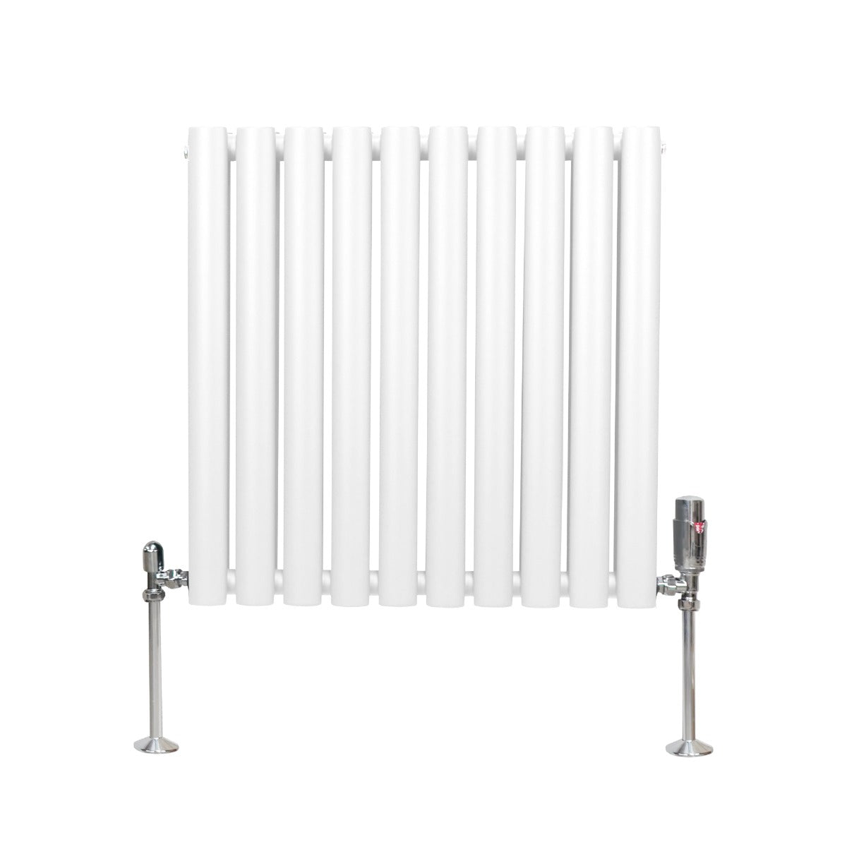 Oval Column Radiator with Valves – 600 x 600 mm – White