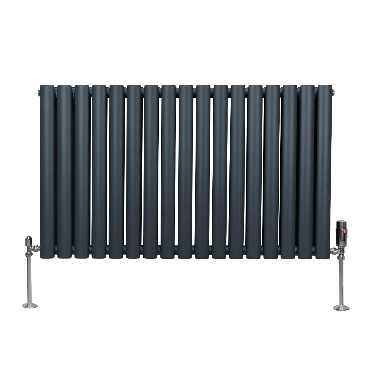 Oval Column Radiator with Valves – 600 x 1020 mm – Anthracite Grey