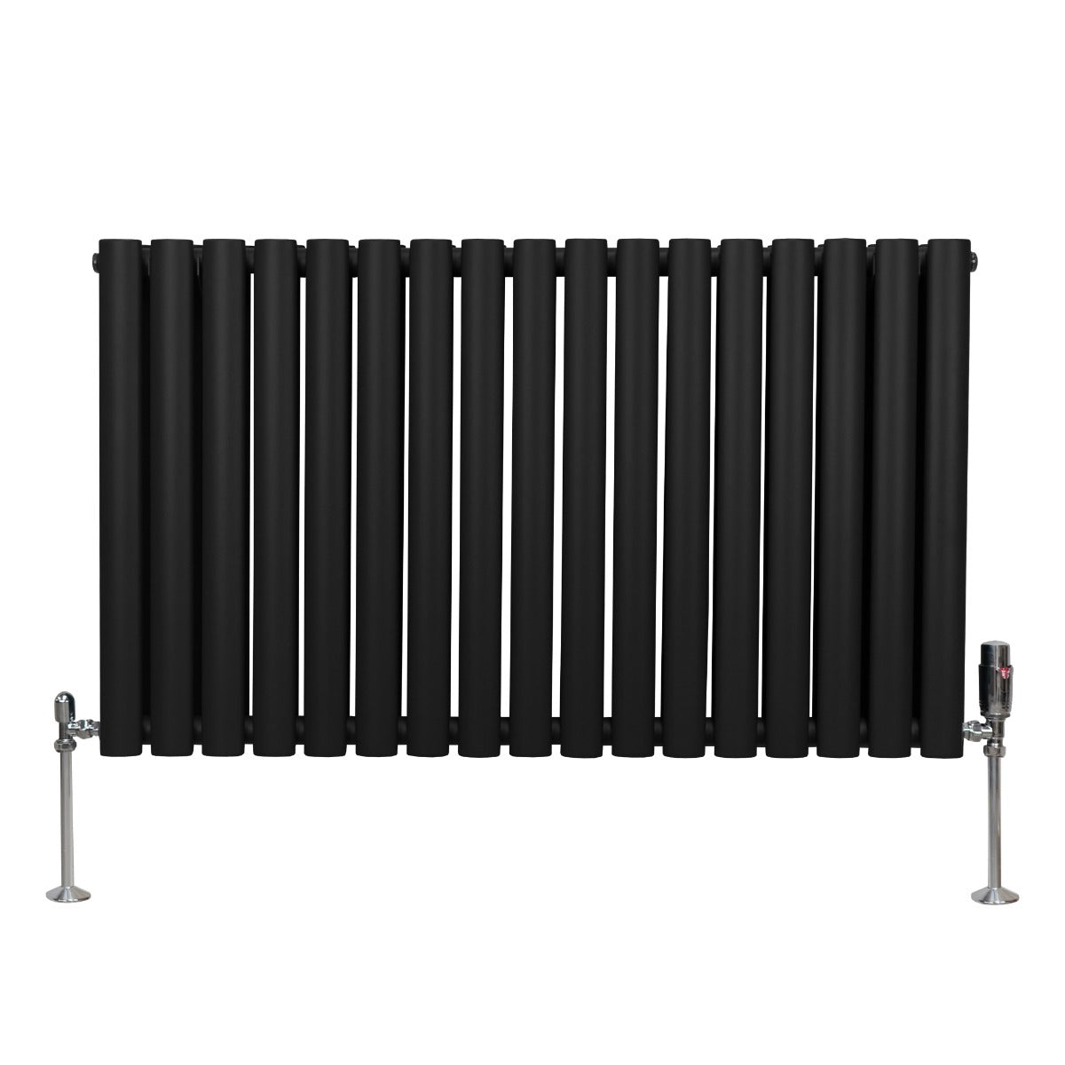 Oval Column Radiator with Valves - 600 x 1020 mm - Black