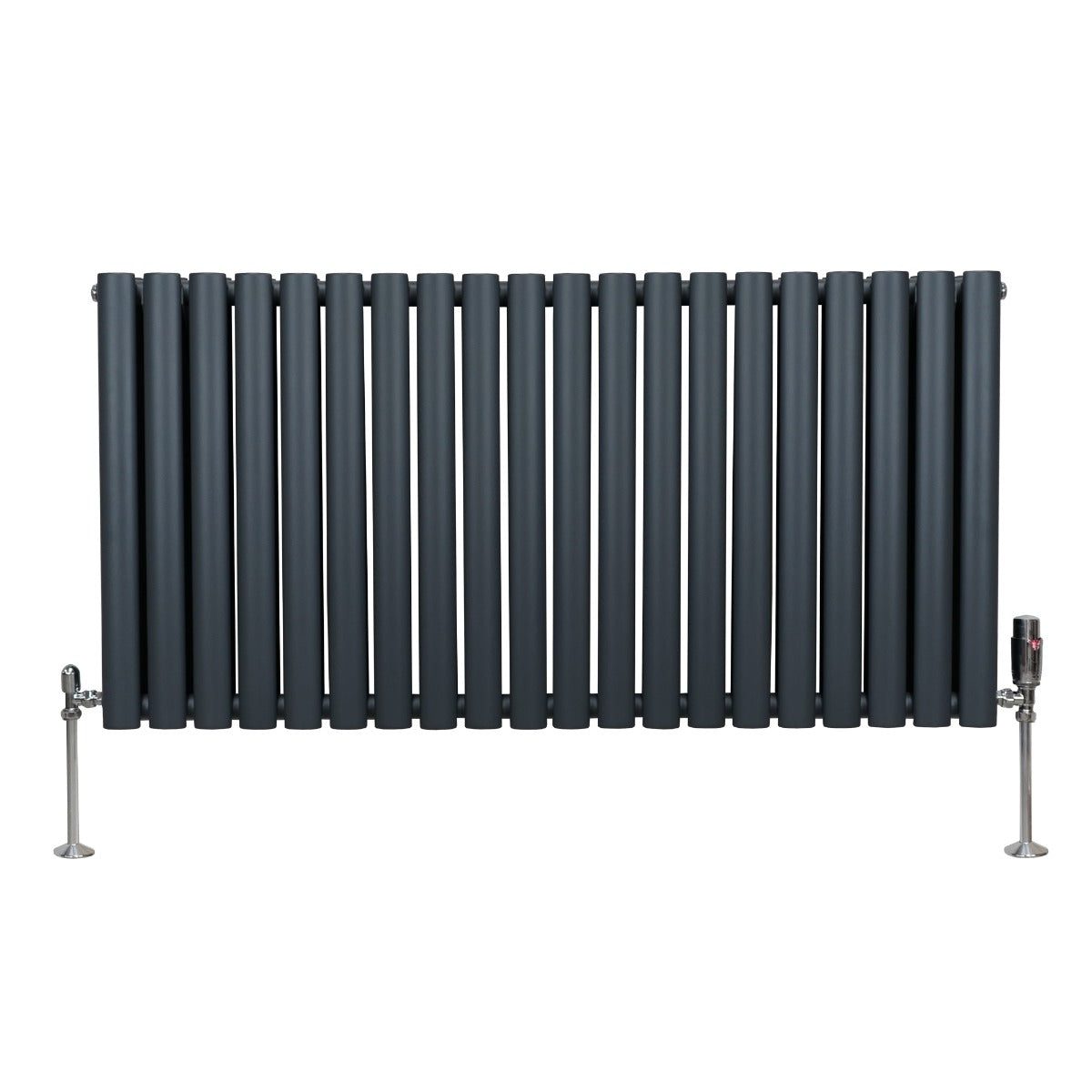 Oval Column Radiator with Valves – 600 x 1200 mm – Anthracite Grey