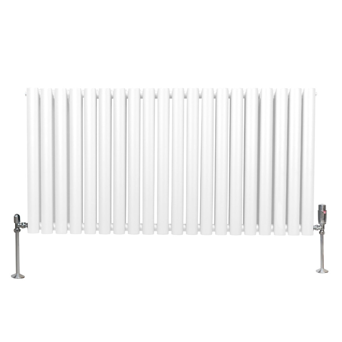 Oval Column Radiator with Valves - 600 x 1200 mm - White