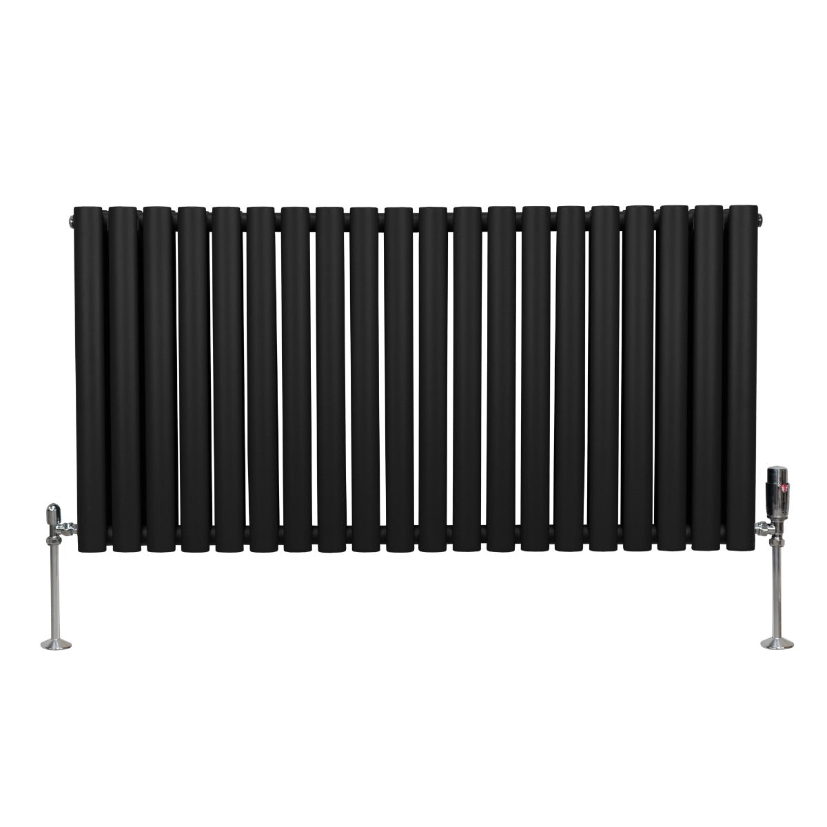 Oval Column Radiator with Valves - 600mm x 1200mm - Black