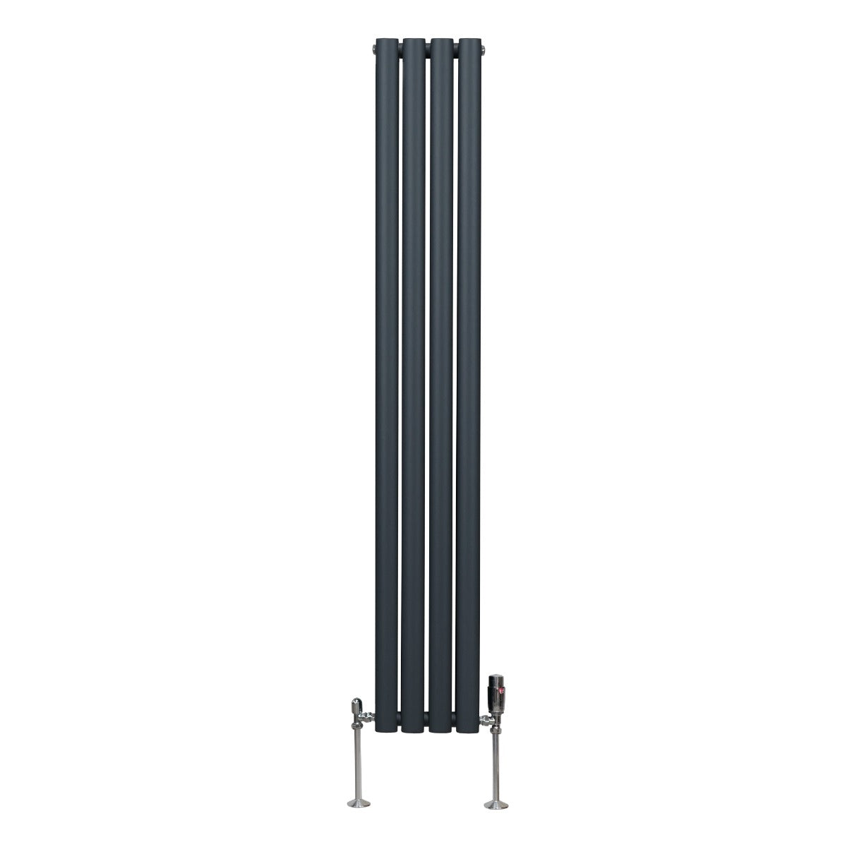 Oval Column Radiator with Valves - 1600 x 240 mm - Anthracite Grey