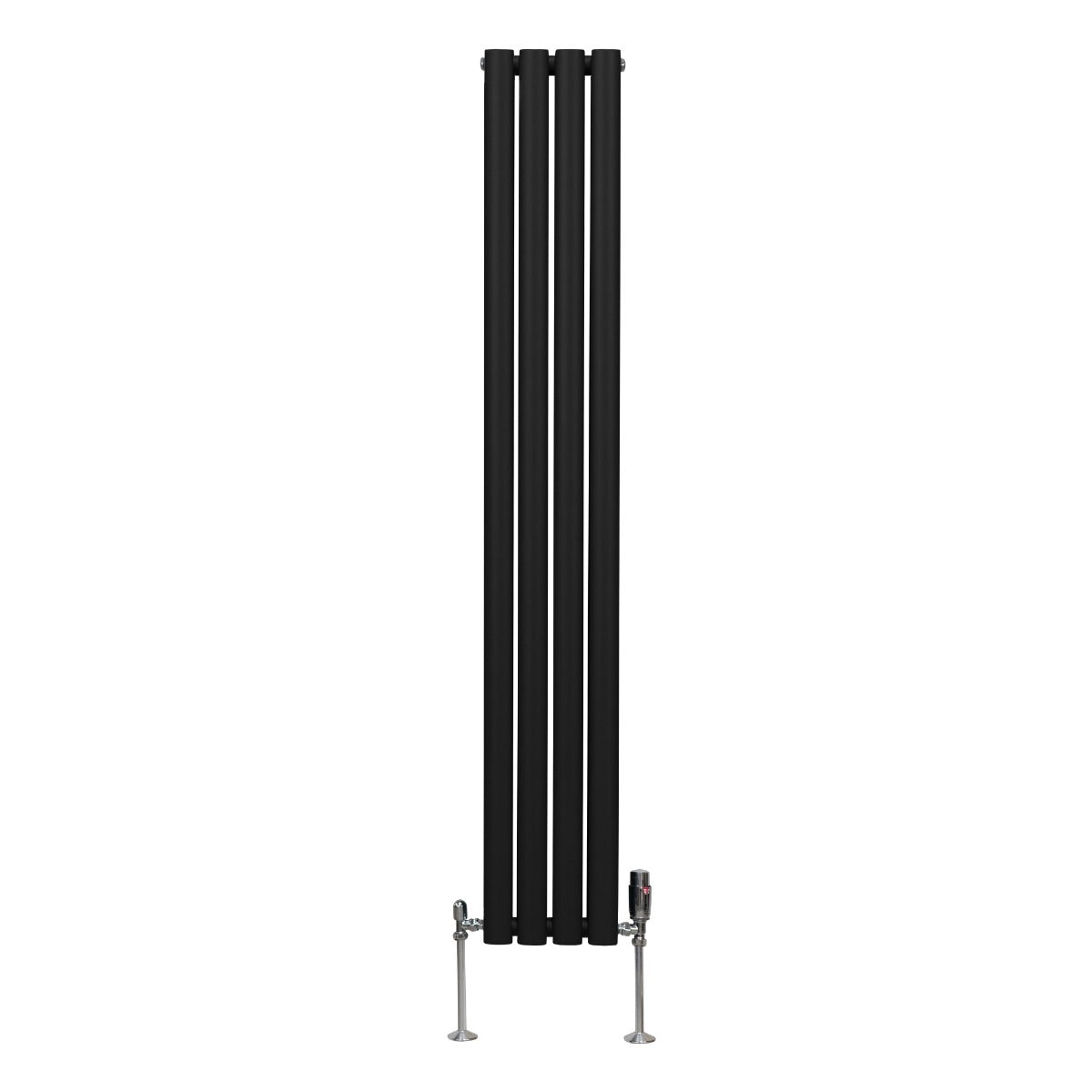 Oval Column Radiator with Valves - 1600mm x 240mm - Black