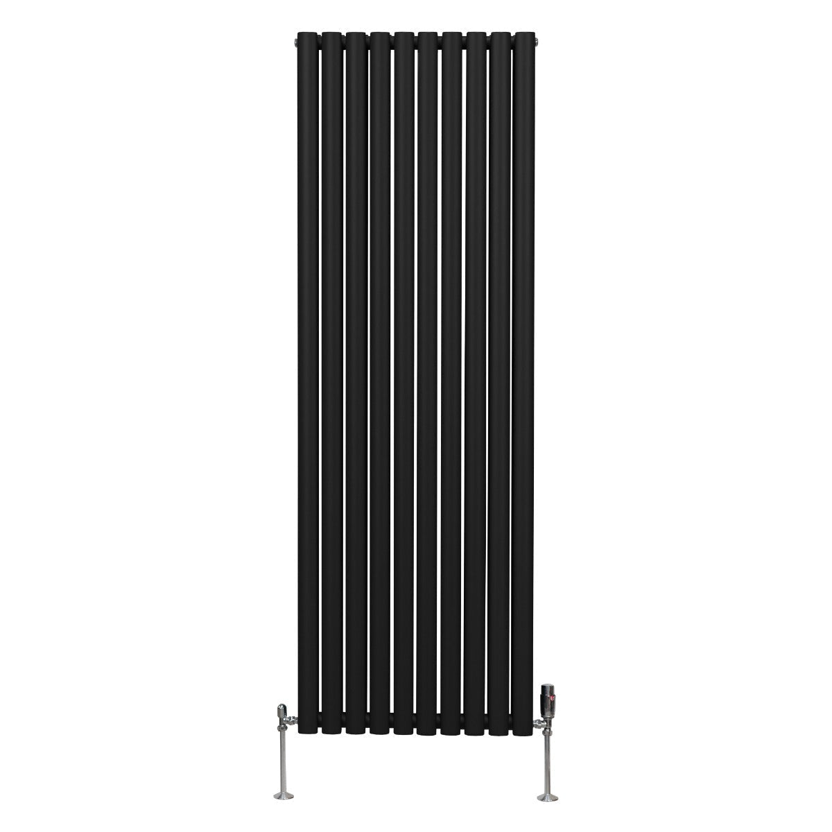 Oval Column Radiator with Valves - 1800 x 600 mm - Black