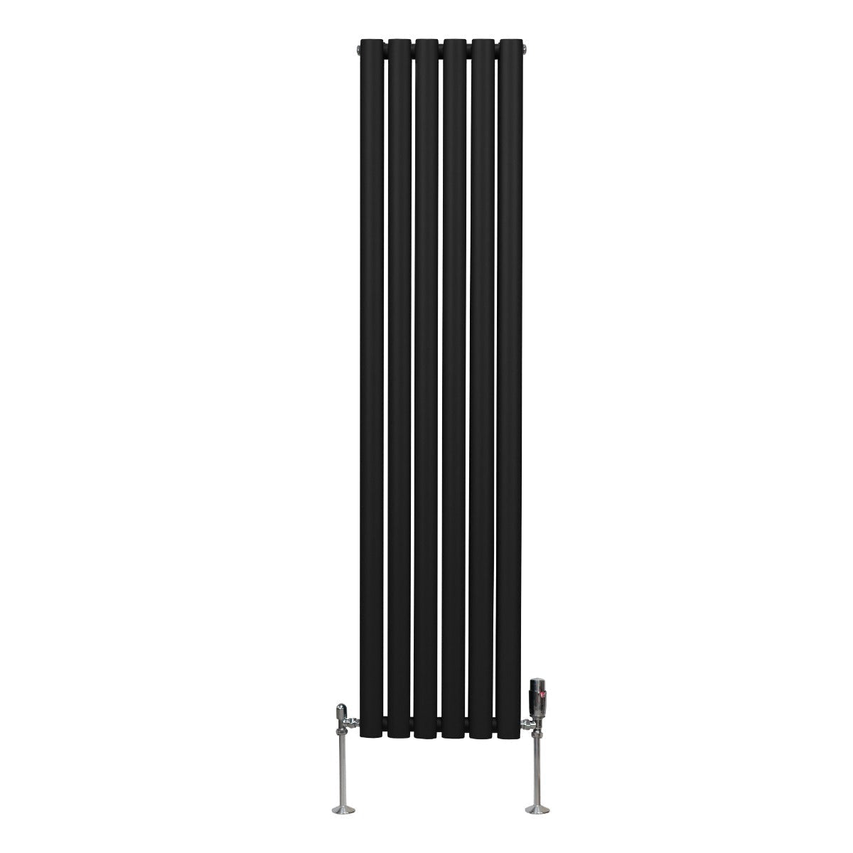 Oval Column Radiator with Valves - 1600 x 360 mm - Black