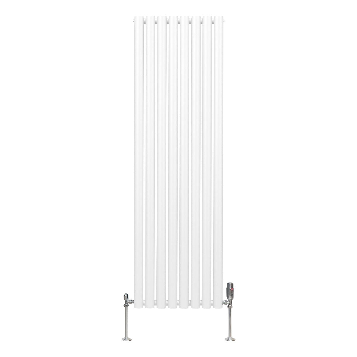 Oval Column Radiator with Valves - 1600 x 480 mm - White