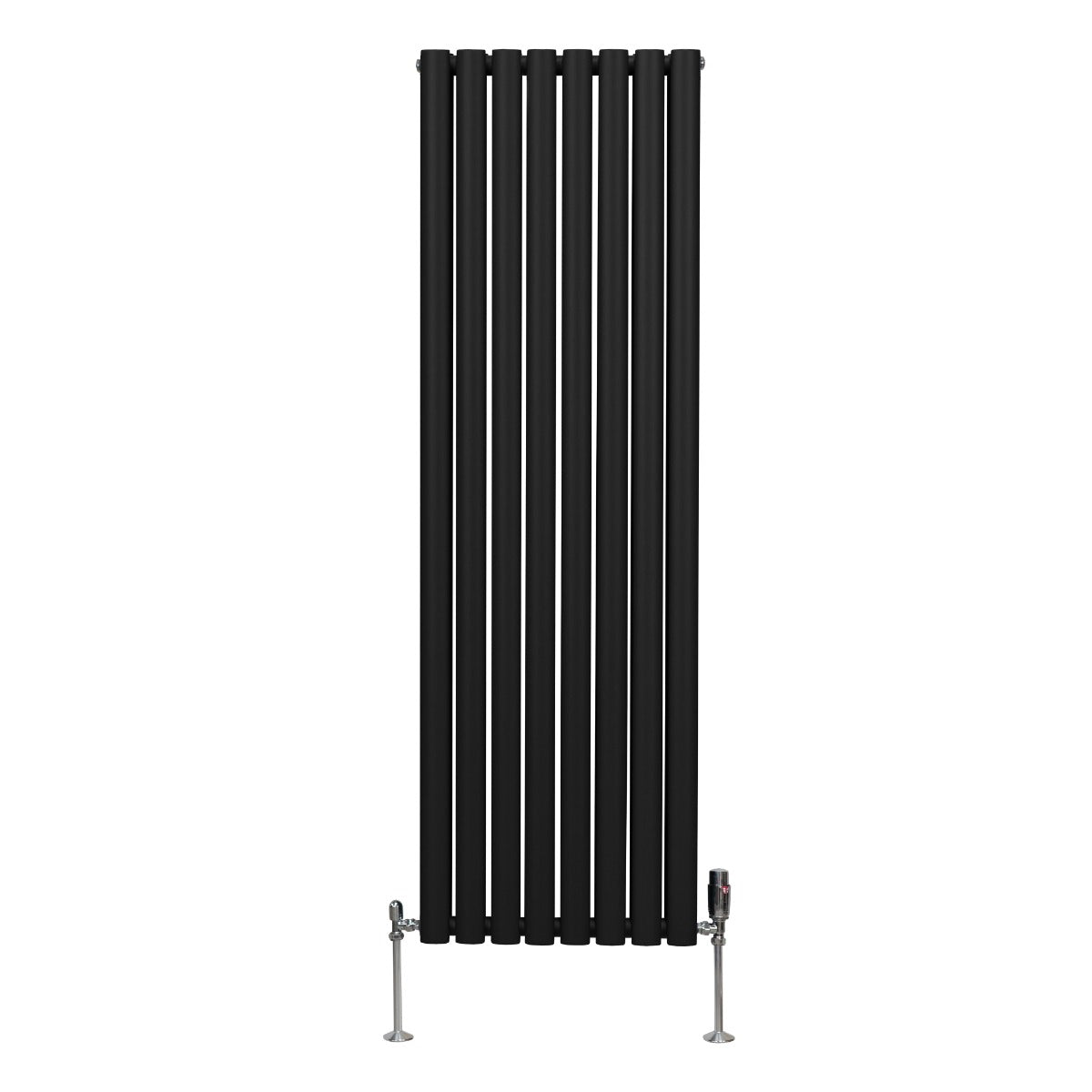 Oval Column Radiator with Valves - 1600 x 480 mm - Black