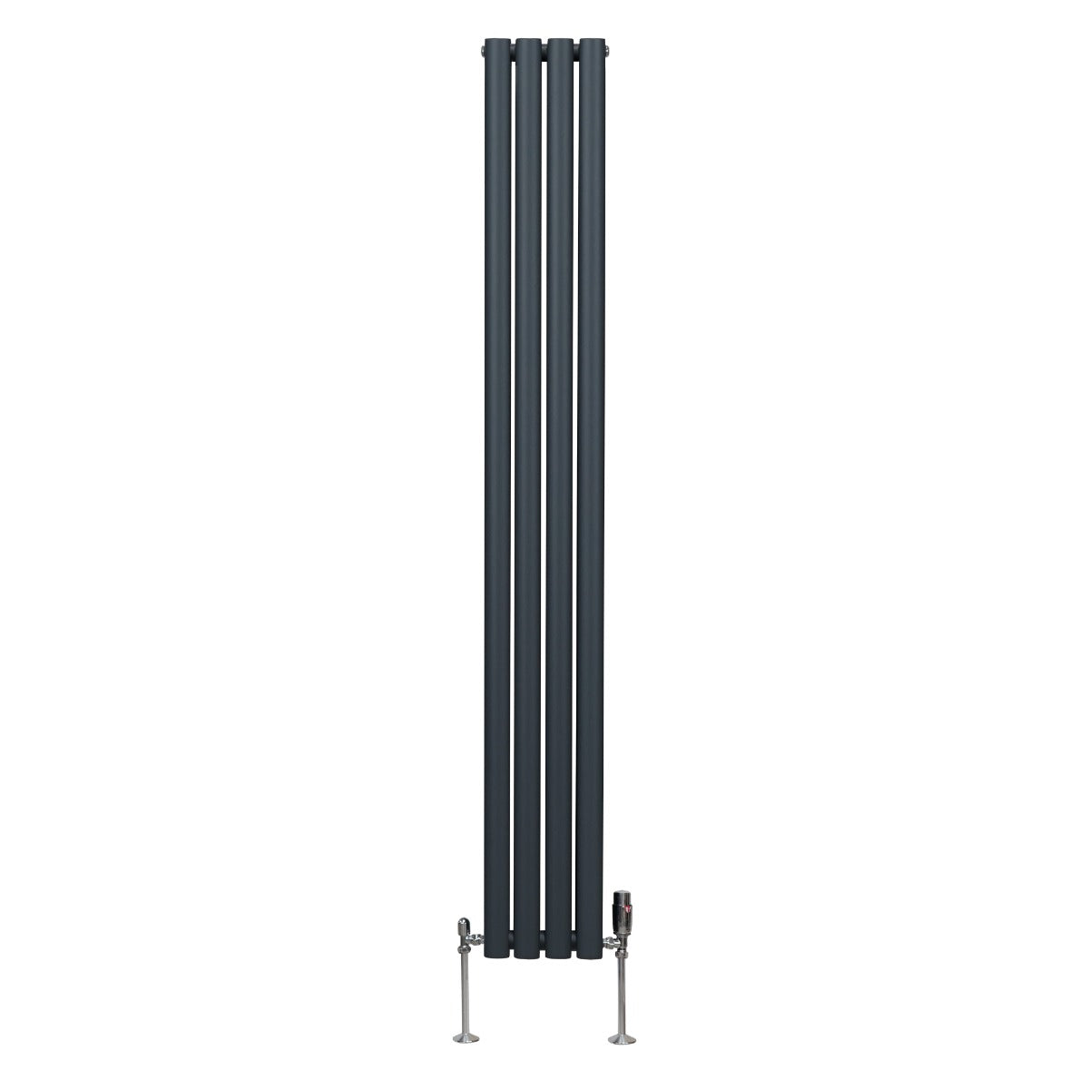 Oval Column Radiator with Valves – 1800 x 240 mm – Anthracite Grey