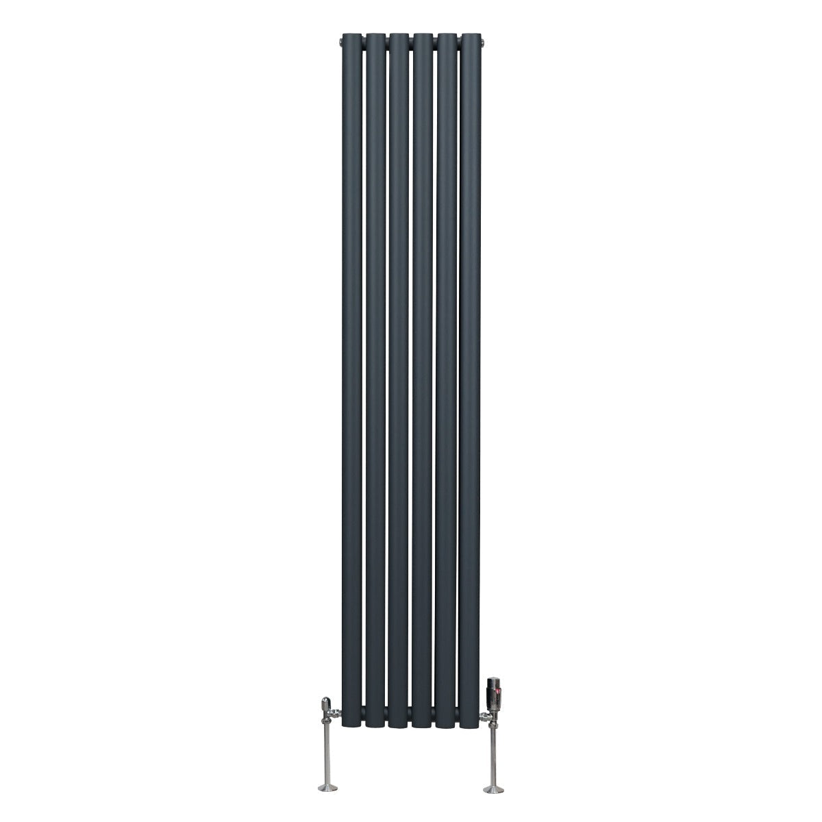 Oval Column Radiator with Valves – 1800 x 360 mm – Anthracite Grey