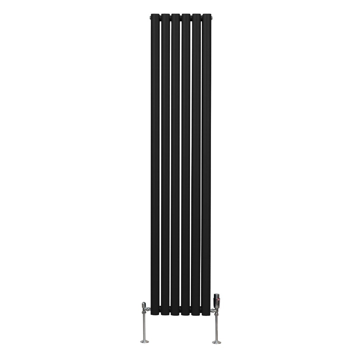 Oval Column Radiator with Valves, 1800 x 360 mm, Black