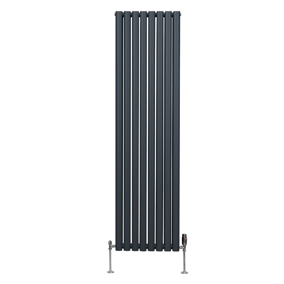 Oval Column Radiator with Valves – 1800 x 480 mm – Anthracite Grey