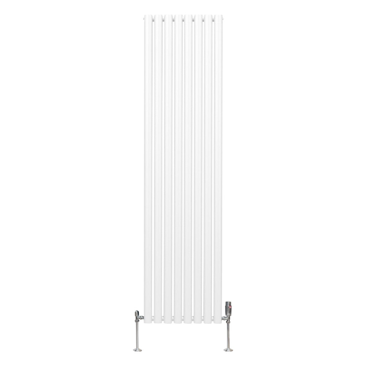 Oval Column Radiator with Valves - 1800 x 480 mm - White