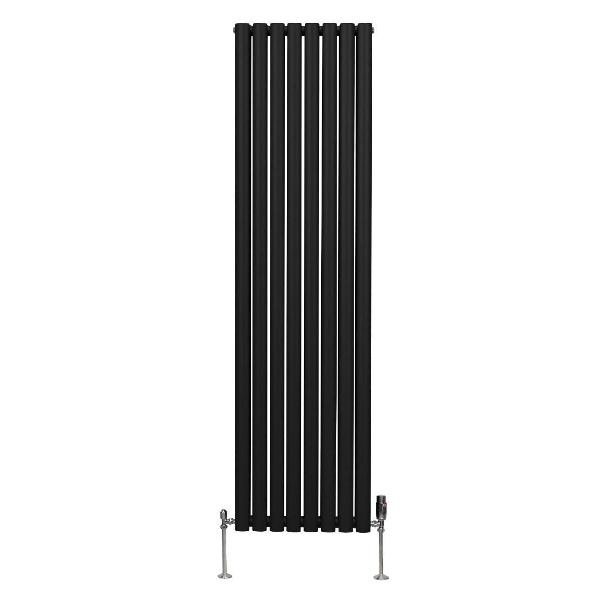 Oval Column Radiator with Valves, 1800 x 480 mm, Black
