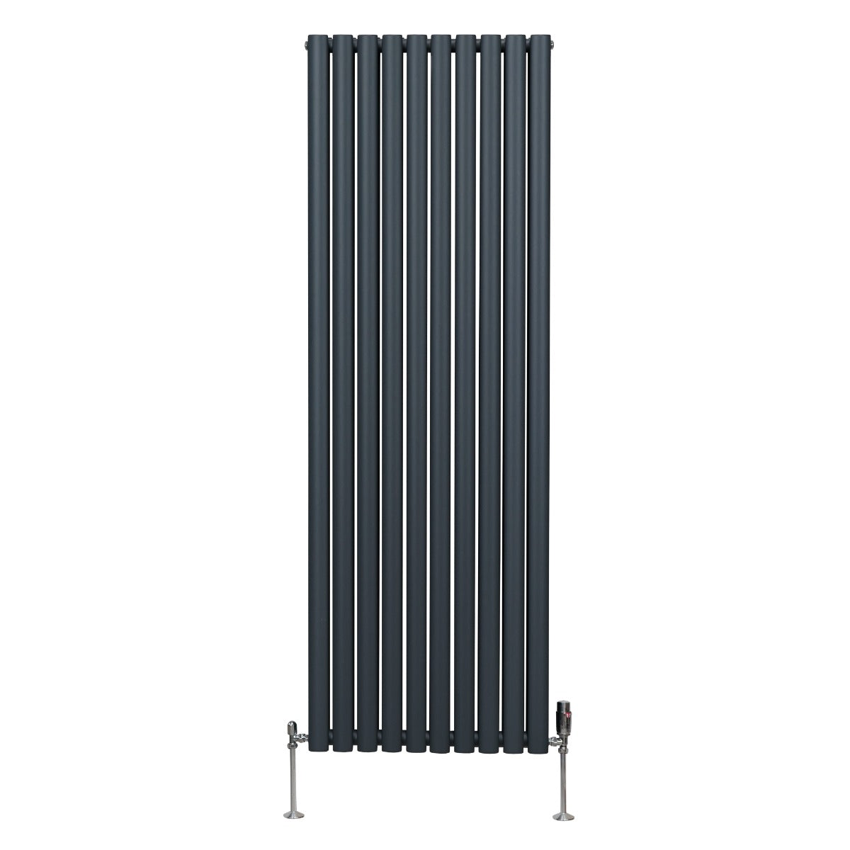 Oval Column Radiator with Valves - 1800 x 600 mm - Anthracite Grey