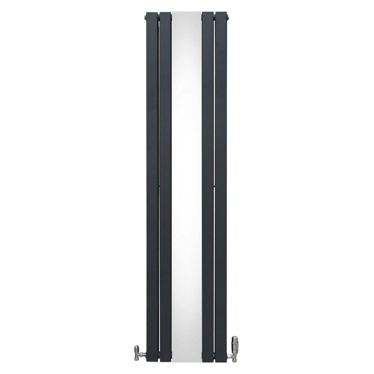 Flat Mirror Radiator with Valves – 1800 x 425 mm – Anthracite Grey