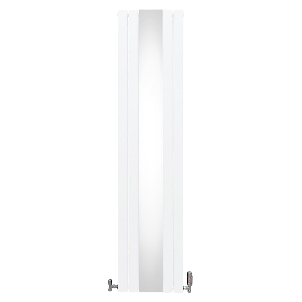 Flat Mirror Radiator with Valves – 1800 x 425 mm – White