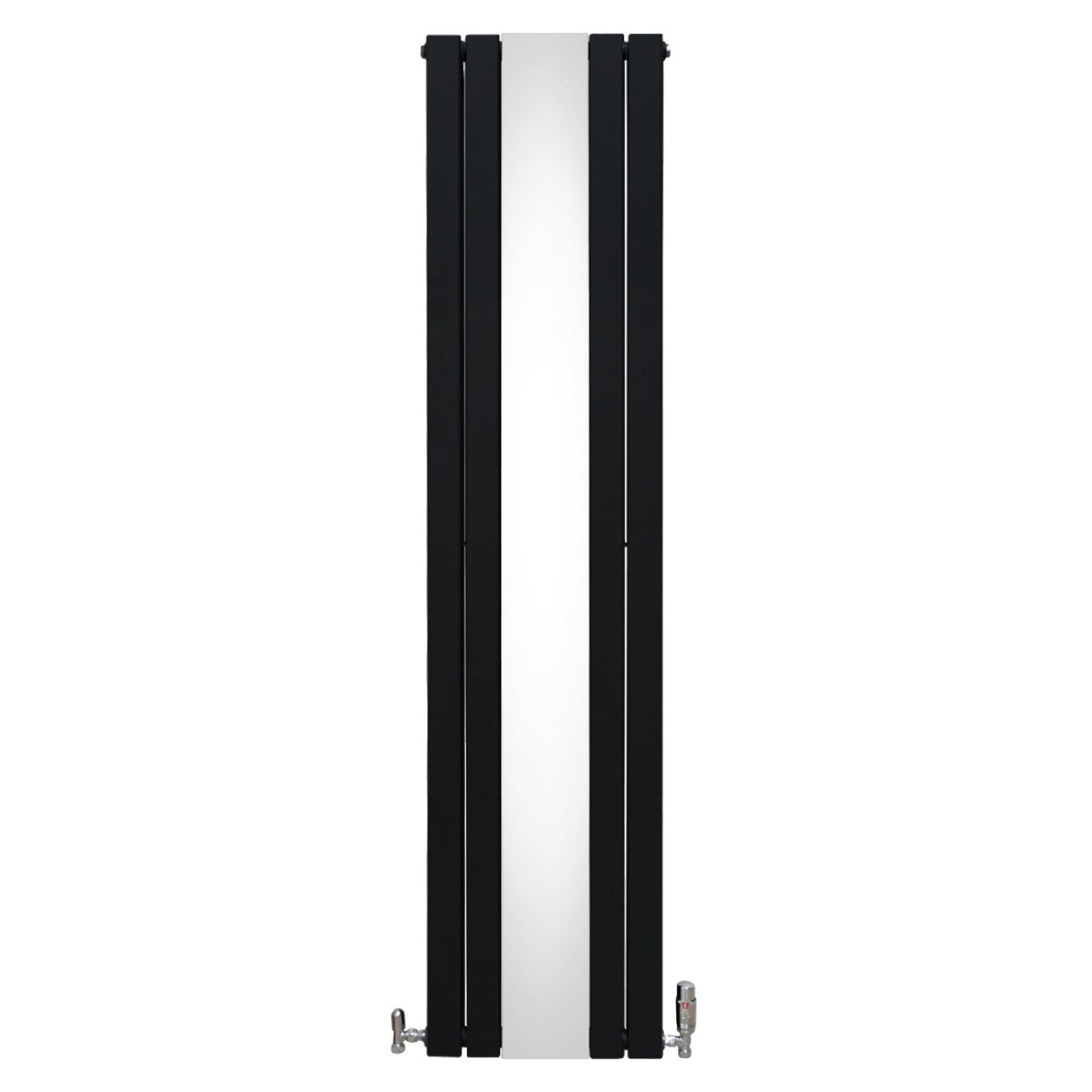 Flat Mirror Radiator with Valves – 1800mm x 425mm – Black