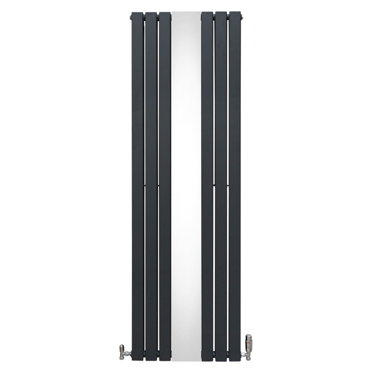 Flat Mirror Radiator with Valves – 1800 x 565 mm – Anthracite Grey