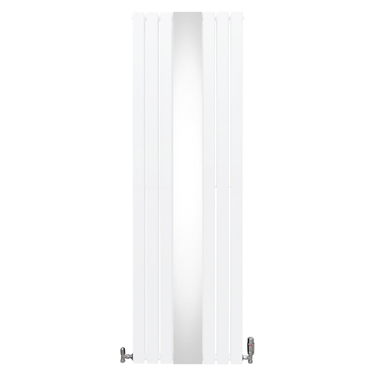 Flat Mirror Radiator with Valves - 1800mm x 565mm - White