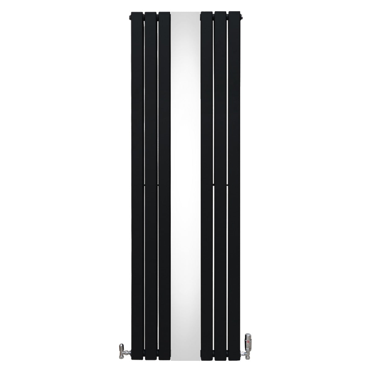 Flat Mirror Radiator with Valves, 1800 x 565 mm, Black