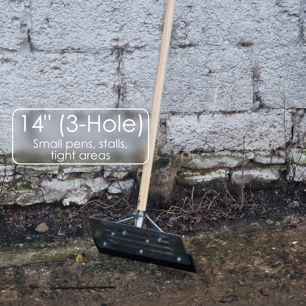 Yard Scraper Slurry Pusher Heavy Duty Metal Floor Squeegee Straight w/ Rubber Blade 18-34" (Shaft not included)