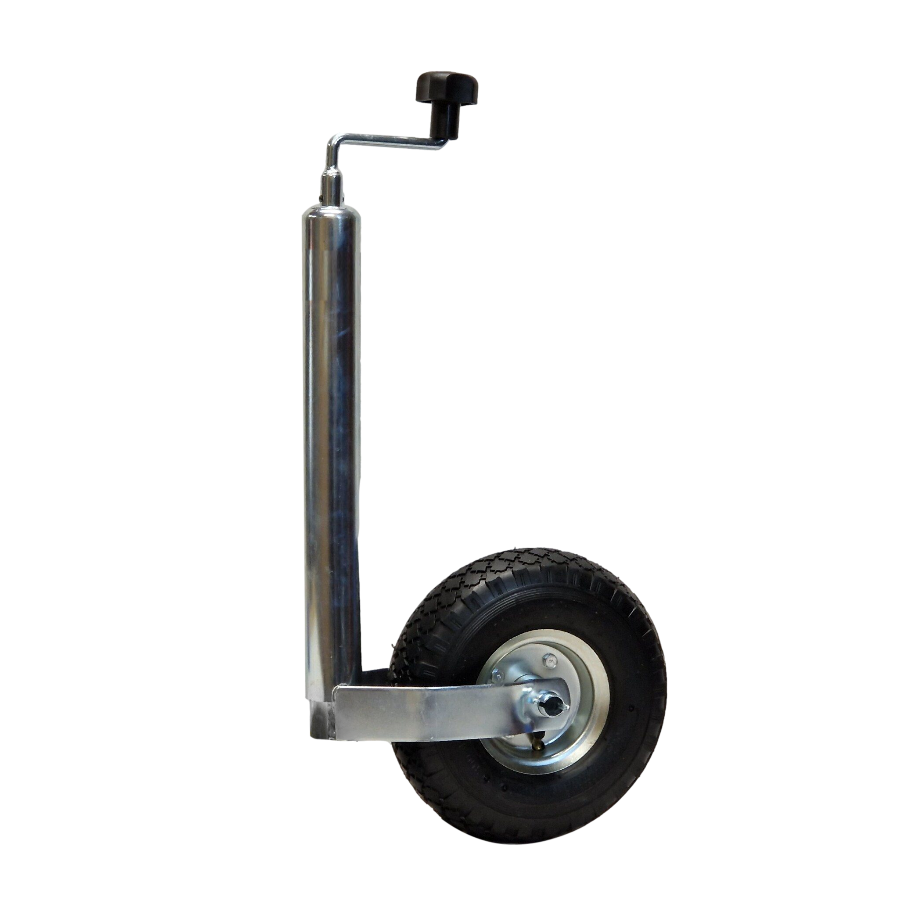 Jockey Wheel w/ Balloon Tyre - Telescopic 48mm Tube Trailer Stand Max Load 150kg
