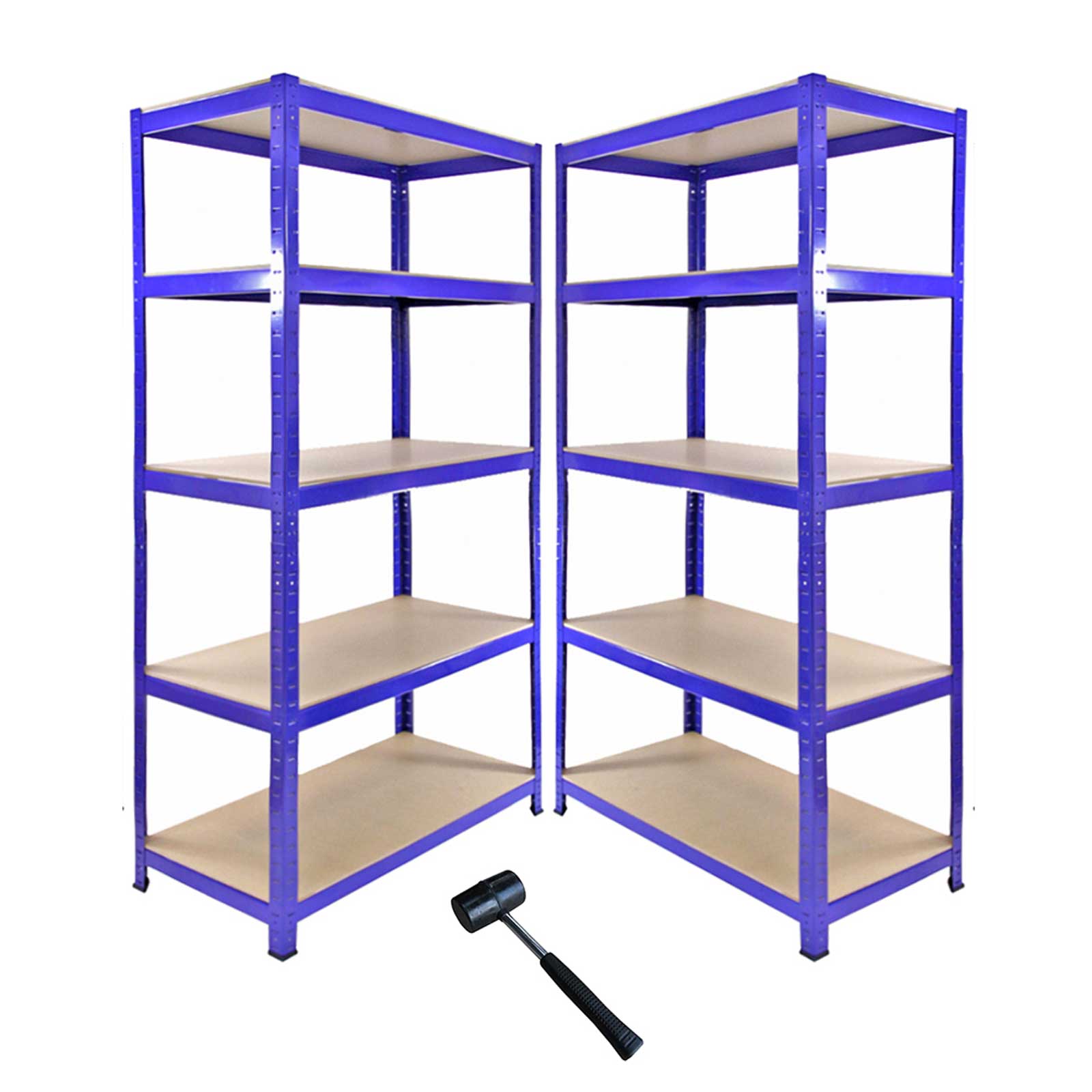 Monster Racking T-Rax Corner Shelving Unit with Two 90 cm Garage Storage Bays – Blue