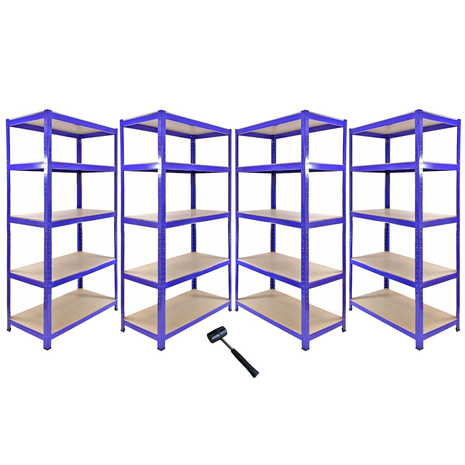 Monster Racking T-Rax Corner Shelving Unit with Four 90 cm Garage Storage Bays – Blue